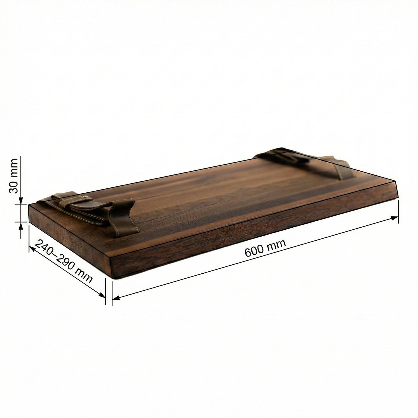 Wandplank met Leren Riemen — Warm Naturel
