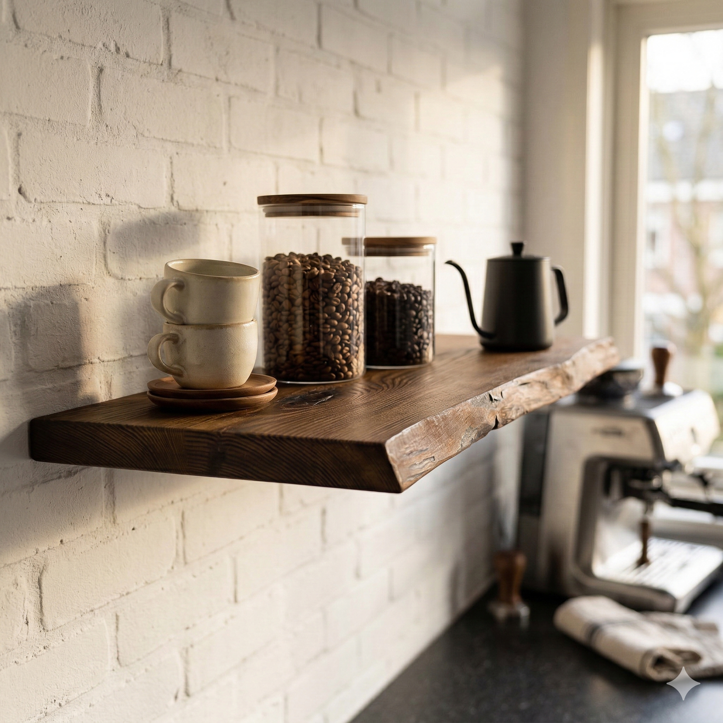 Zwevende Wandplank — Donker Eiken