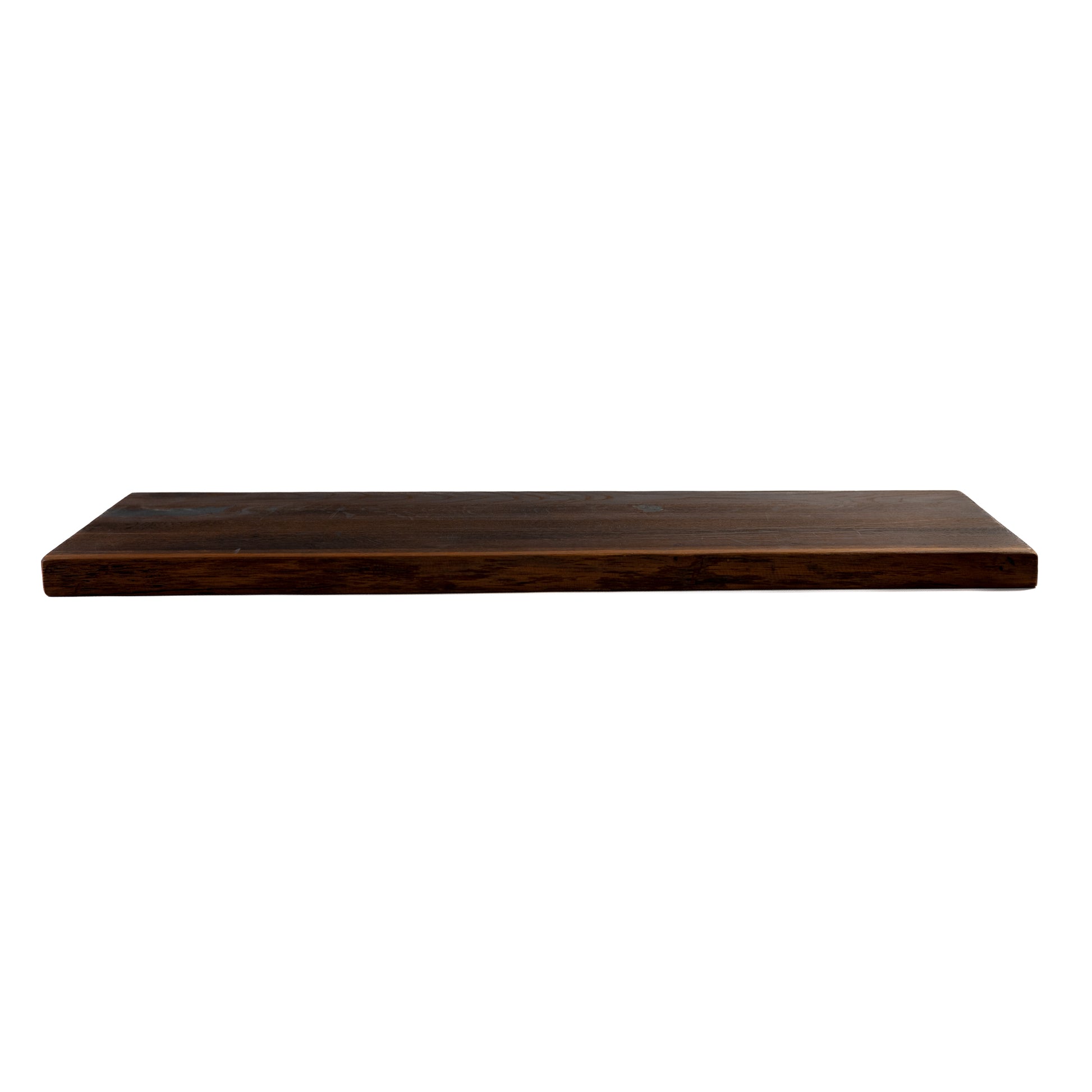 Rectangular wooden oak shelf on a white background