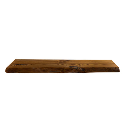 Floating shelf in amber pine with hidden brackets installation
