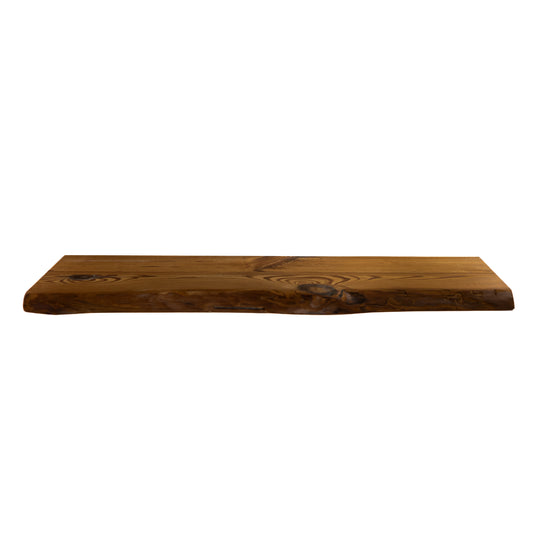 Floating shelf in amber pine with hidden brackets installation