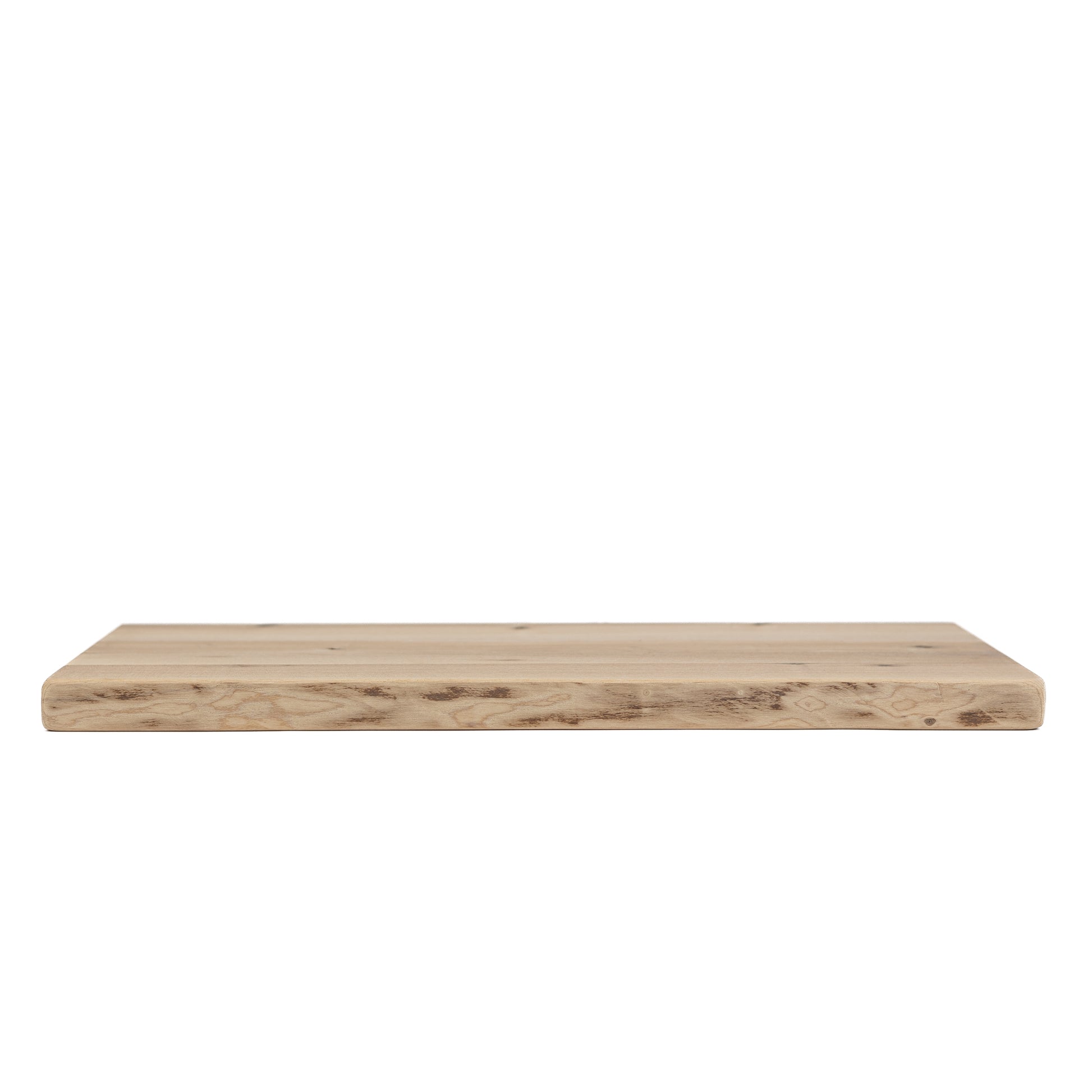 Birch bark floating shelf mounted on white wall