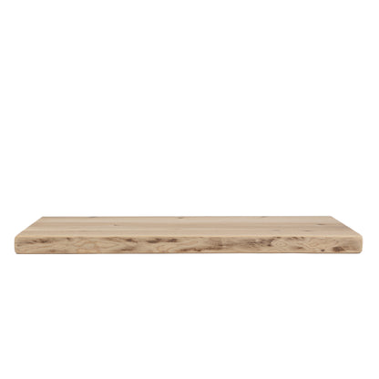 Birch bark floating shelf mounted on white wall